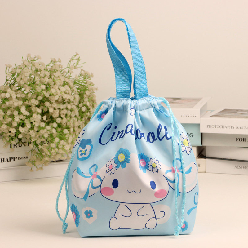 日系可爱卡通抽绳便当包饭盒手提束口便携新款外出杂物收纳手拎包