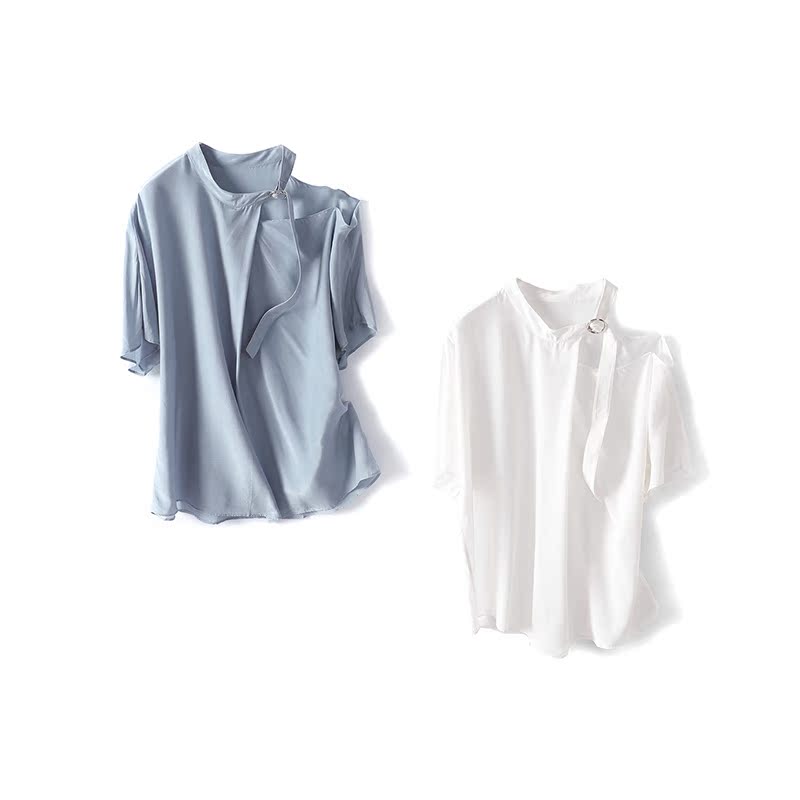 X系列 商场撤柜女装折扣21夏新款纯色露肩短袖雪纺衫专柜3元 折扣达人女装店品牌折扣每日0点上新 淘优券