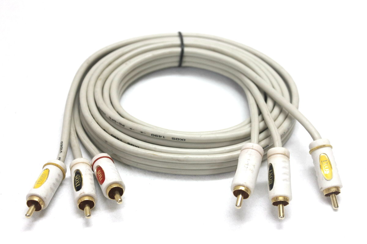 英国IXOS/爱索斯1490 PC-OFC 3RCA AV视频线红黄白色莲花线2米