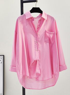 2025夏粉色黄色天丝棉单口袋中长款防晒衣