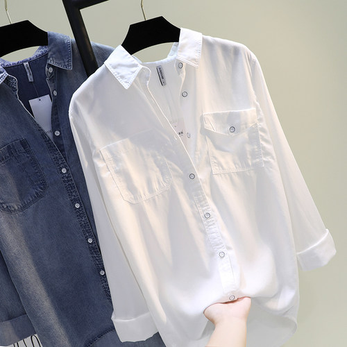 宽松韩版单排扣长袖天丝棉