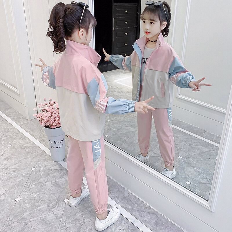 女童春装套装2026新款洋气韩版中大童女装宽松网红春秋运动两件套