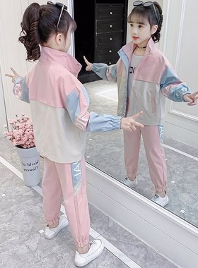 女童春装套装2026新款洋气韩版中大童女装宽松网红春秋运动两件套