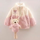 女童秋冬毛毛衣小女孩洋气库洛米加绒外套宝宝加厚羊羔绒儿童冬装