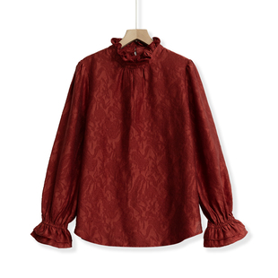 354 A768 提花上衣1688 轻奢原创女士花苞袖