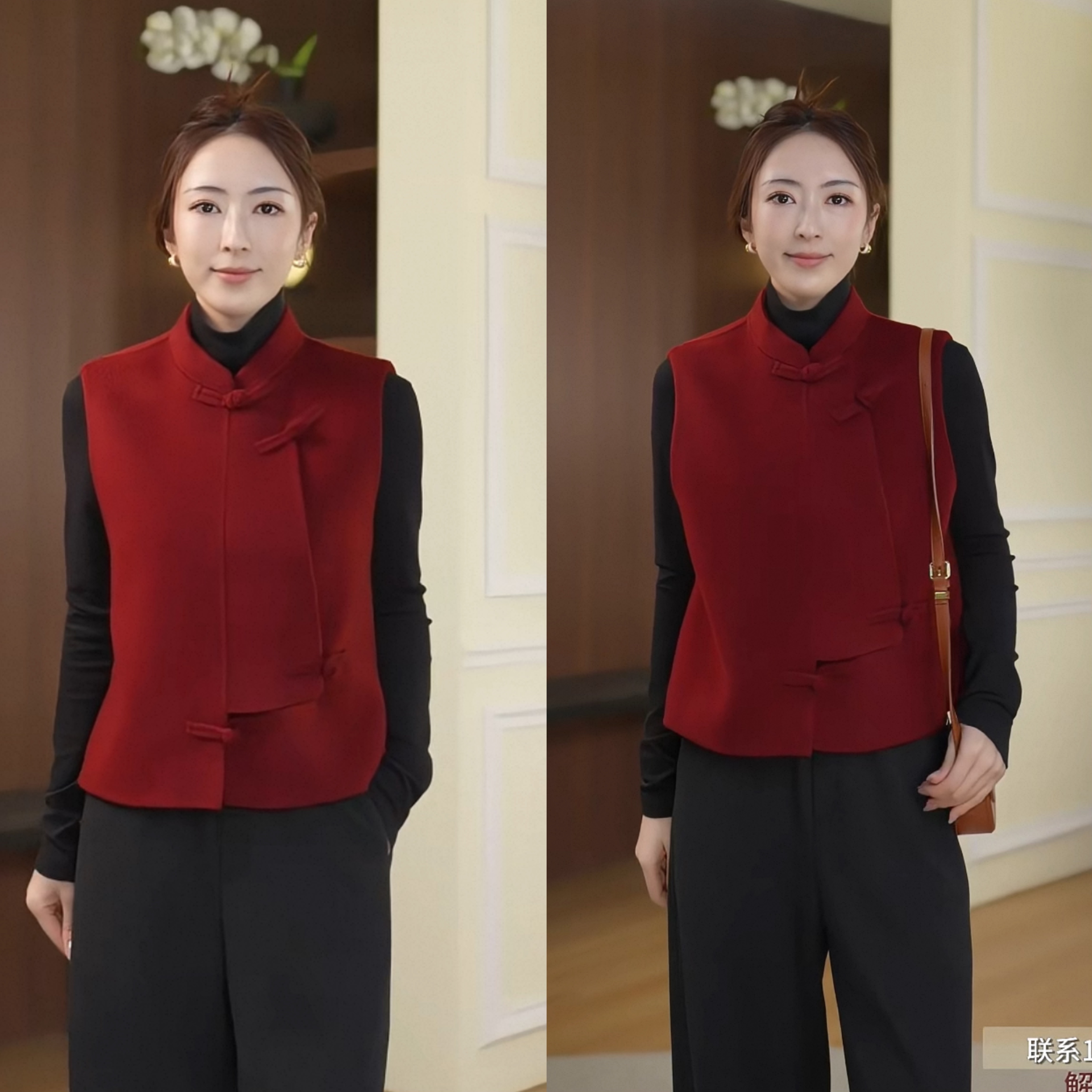 【汤曼妮粉丝专属】轻奢原创女士国风盘扣马夹4142-344-6599