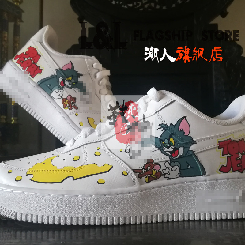 [不含鞋]LL潮人创意设计空军aj1涂鸦彩绘辛普森DIY鸳鸯情侣改色