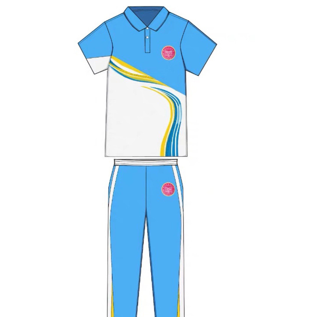 郑州市四中同款夏季校服运动套装撞色时尚舒适透气休闲印花短袖