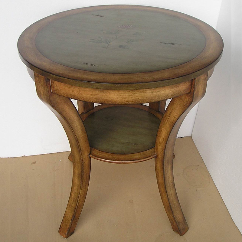 欧美式沙发角几边几复古洽谈休闲桌乡村彩绘地中海家具高圆台0161