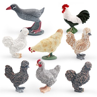 仿真家禽动物模型模型儿童认知秧鸡啄米母鸡波兰鸡摆件玩具