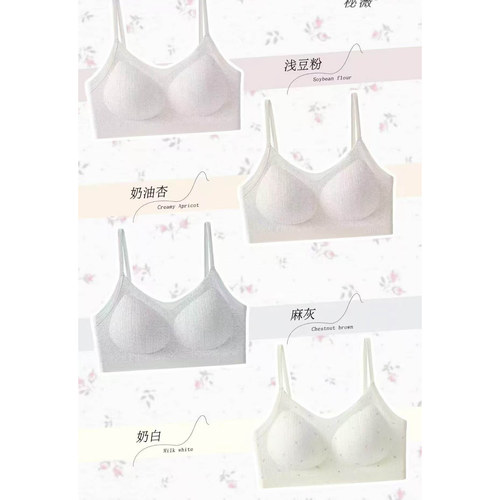 少女文胸内衣碎花中厚滑滑杯柔软包裹聚拢收副乳调整型三阶段6621