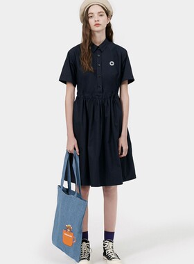 : CHOCOOLATE女装连衣裙2025夏季新品甜美短袖腰带字母徽章2565