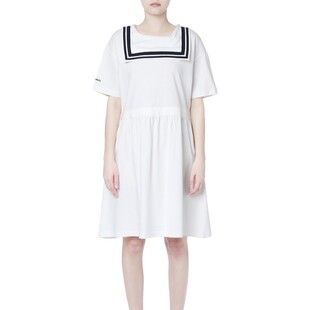 CHOCOOLATE女装连衣裙2022夏季新品时尚海军领刺绣连衣裙1649