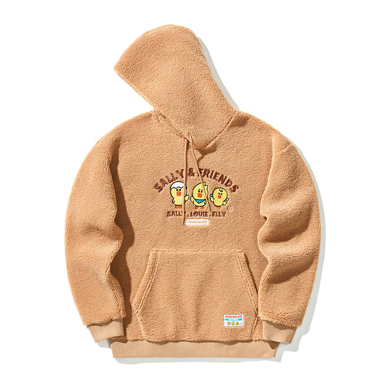 联乘情侣款毛绒连帽连帽卫衣