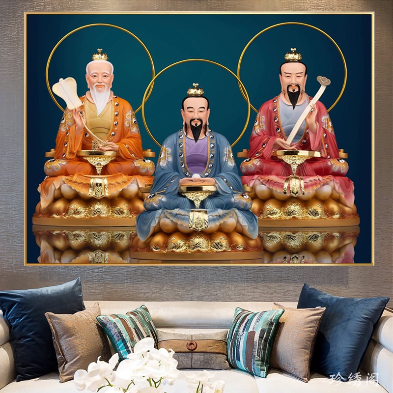 5d三清祖师钻石画方钻新款道德元始灵宝天尊道像满粘点贴钻十字绣