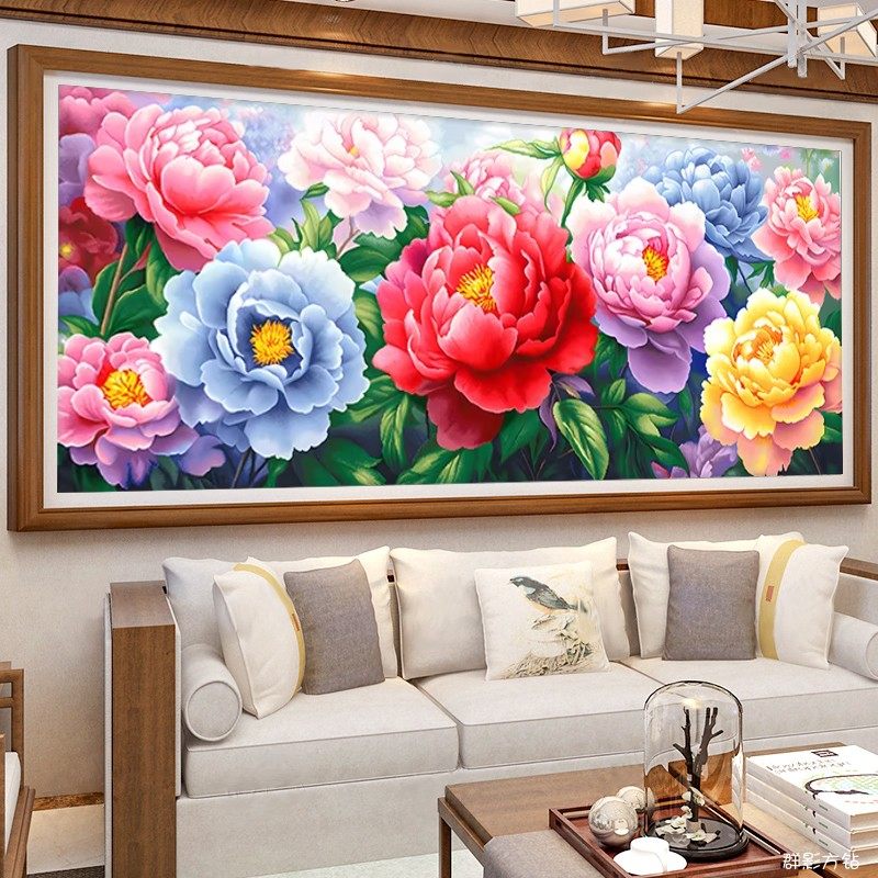 5d花开富贵钻石画方钻满钻鲜艳牡丹花粘贴钻十字绣客厅大幅砖石秀,居家布艺,钻石绣,淘宝优惠券,粉丝福利购,淘宝优惠卷