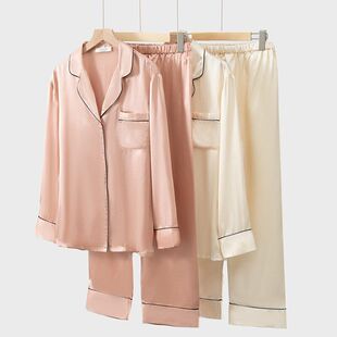 6A级100桑蚕丝真丝睡衣女两件套宽松可外穿丝绸家居服套装 轻奢