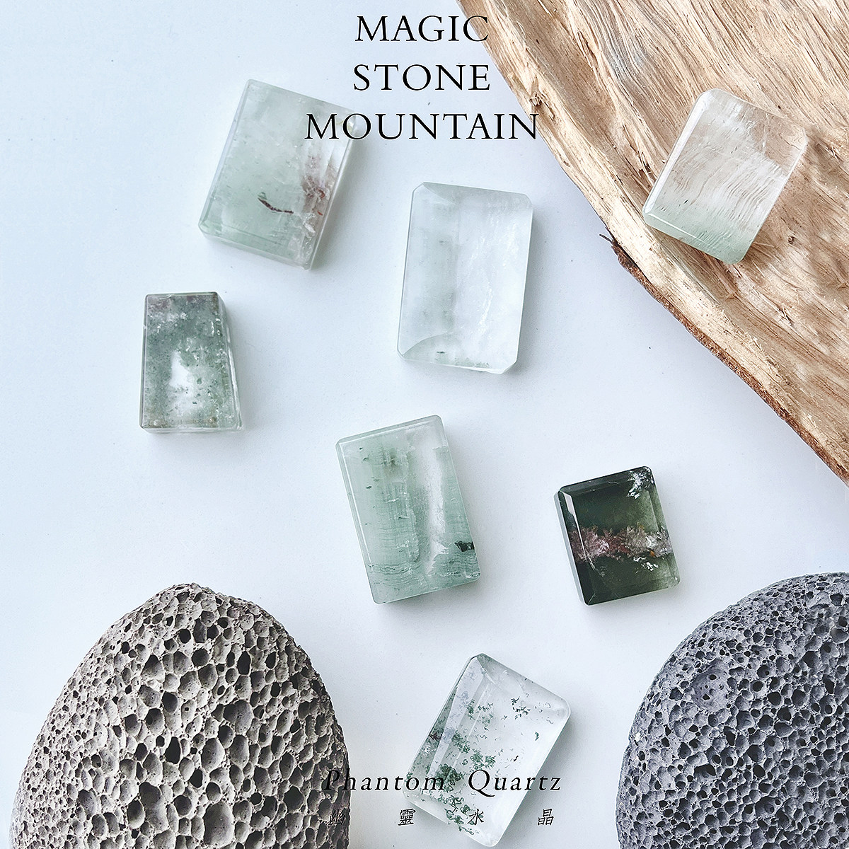 天然绿幽灵水晶吊坠无事牌彩幽灵千层莫奈景挂件一物一图