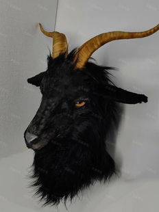 写实版黑羊兽头十日终焉小说兽装cosplay道具福瑞可动颚实拍直角