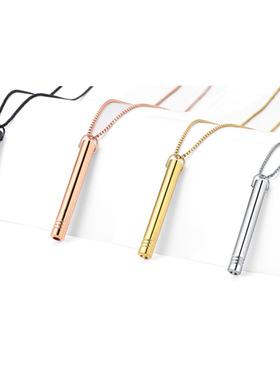 跨境亚马逊热销钛钢冥想口哨正念焦虑瑜伽呼吸解压不锈钢吊坠项链