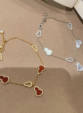 小红书爆款白月光白贝母葫芦手链2025新年福禄红玛瑙小葫芦手饰品