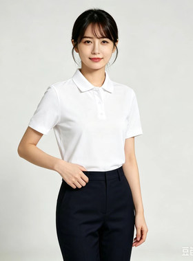 红都女士商务T恤 白色 半袖