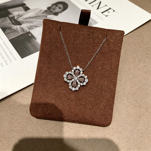 Loop璀璨四叶草НW项链女V金镂空满钻锁骨链精工高级感气质