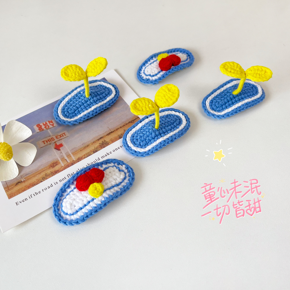 哆啦A梦竹蜻蜓儿童创意毛线发夹