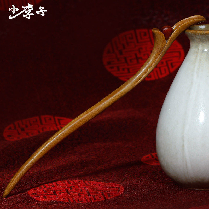 古风发簪女古典绿檀木簪子古代盘发头饰民族风手工发饰檀香木簪子