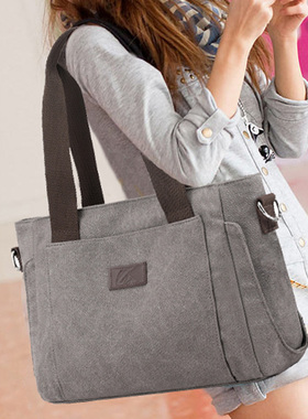 2025春夏大容量时尚斜挎包女包手提帆布包单肩包包简约通勤上班包