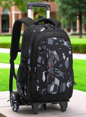 初中学生拉杆书包男孩小学生三到六年级高中大容量可爬楼拖拉背包