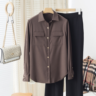 又A又飒的高智风!美拉德穿搭~气质尖领单排扣长袖衬衫上衣女早春