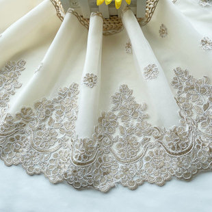 欧式窗帘帘头拼接自粘网纱绣花衬布宽28厘米沙发围床客厅阳台半透