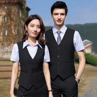 馬夾男女同款 職業(yè)馬甲套裝 女春修身 工作服銀行酒店公務(wù)員通勤工裝