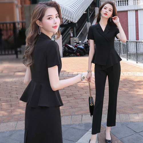 短袖职业套装女夏季薄款工作服
