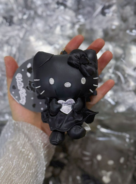 现货日本正版三丽鸥NIC长腿黑白恶魔黑皮贵妇豹纹夏威夷kitty挂件