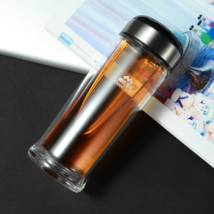 名到MIODO 双层玻璃杯 办公泡茶杯 加厚 隔热 MD-YJH350Q 350ml