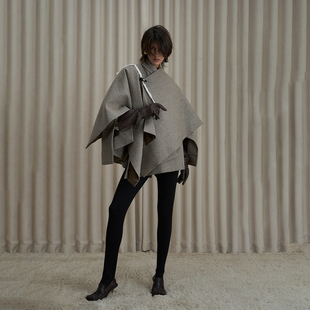 咖色斜纹编绳扣方片披肩 25AW MAYALI DOUBLEBOO 现货