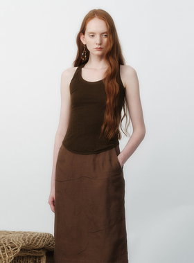 【现货】UNCHATGRIS 26SS 春夏新款扭绳装饰U领工字背心DOUBLEBOO