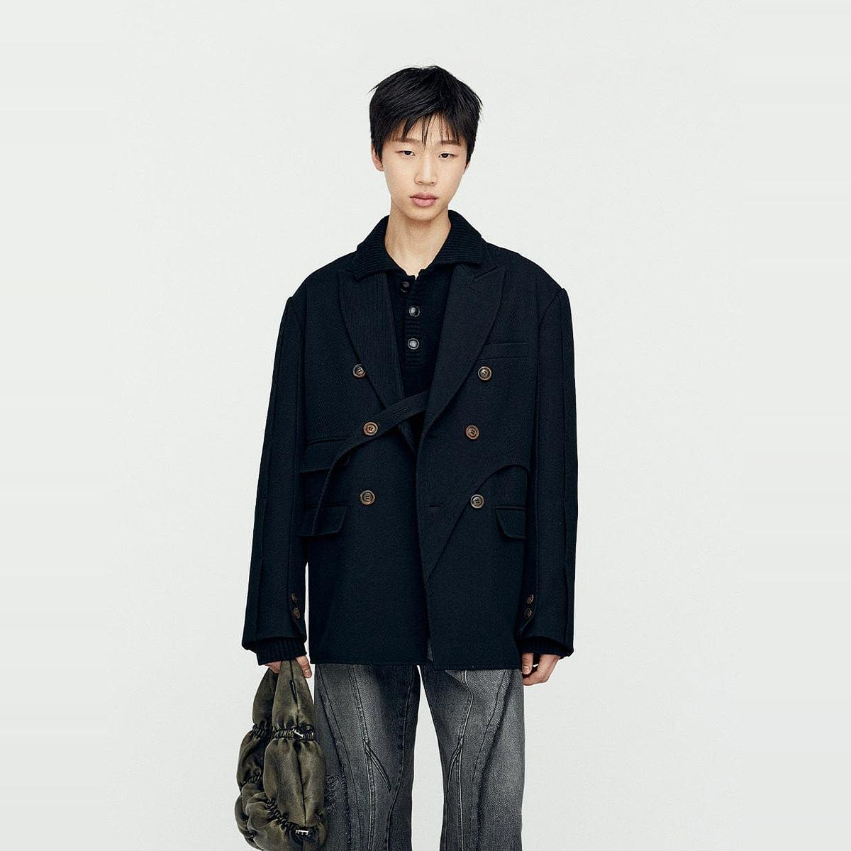 【现货】Andersson Bell 24AW 斜纹羊毛双排扣夹克西装 DOUBLEBOO