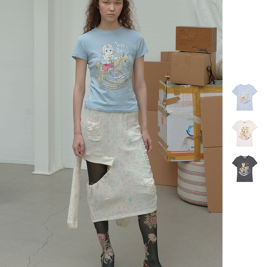 【现货】OPEN YY 26PS 个性短款修身T恤 DOUBLEBOO