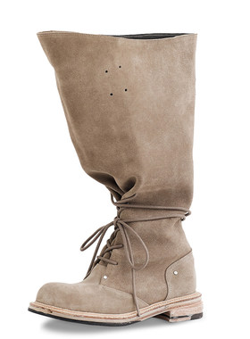 【现货】NEGATIVE THREE 可折叠荷叶边系带复古长靴 DOUBLEBOO