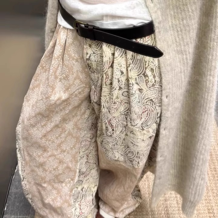 OPENYY早秋新款宽松阔腿全褶裤