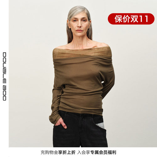【现货】SQUARE CIRCLE 方圆 26AW 荡领一字肩两穿T恤 DOUBLEBOO