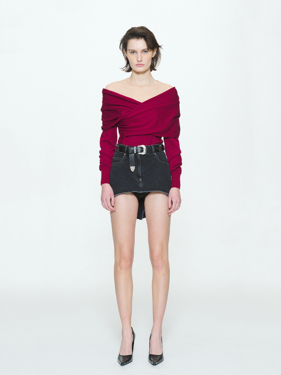 PUSHBUTTON23新款毛边牛仔短裤