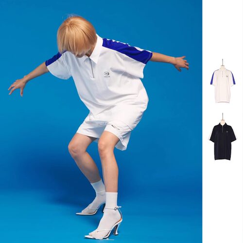 【现货】PUSHBUTTON 25PS zero系列拼接色半拉链Polo衫 DOUBLEBOO