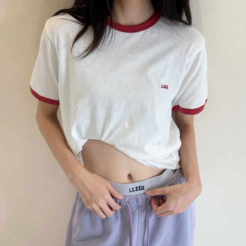 【现货】LLEGE 严成玹同款logo撞边短袖T恤 DOUBLEBOO
