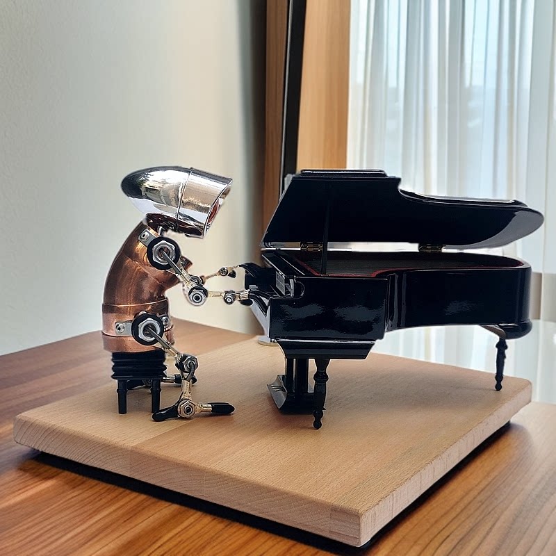 蒸汽朋克机器人家居玄关卧室桌面创意摆件机械工业风钢琴行装饰