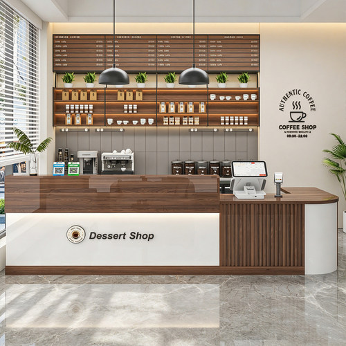 定制收银台柜台简约现代公司接待台服装店奶茶餐饮店商用吧台前台