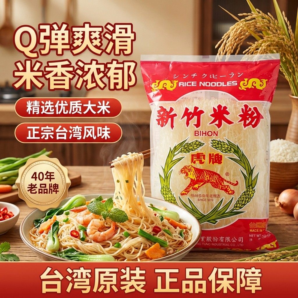 台湾进口正宗新竹米粉台湾产特产虎牌新竹米粉细米线粉丝炒米粉